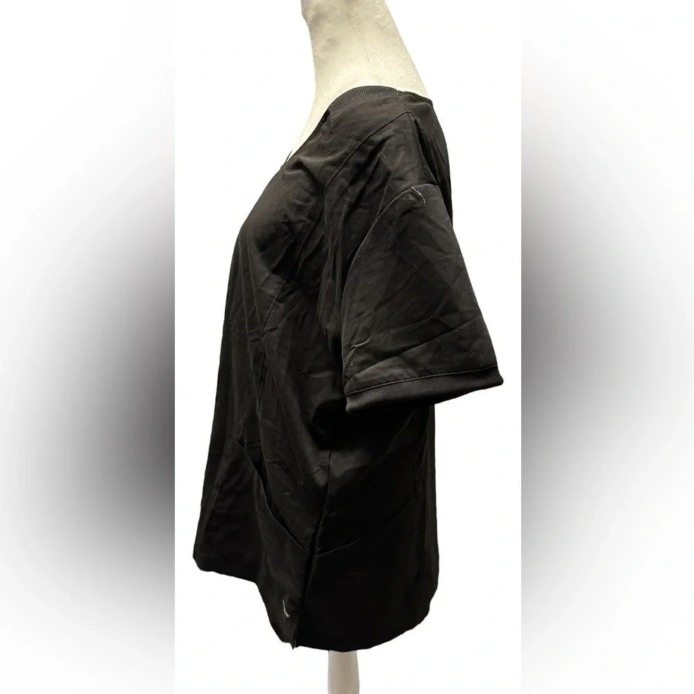 Grey’s Anatomy 4 Pocket Vneck Love Zipper Top Scrub Black Size XL - Picture 2 of 7